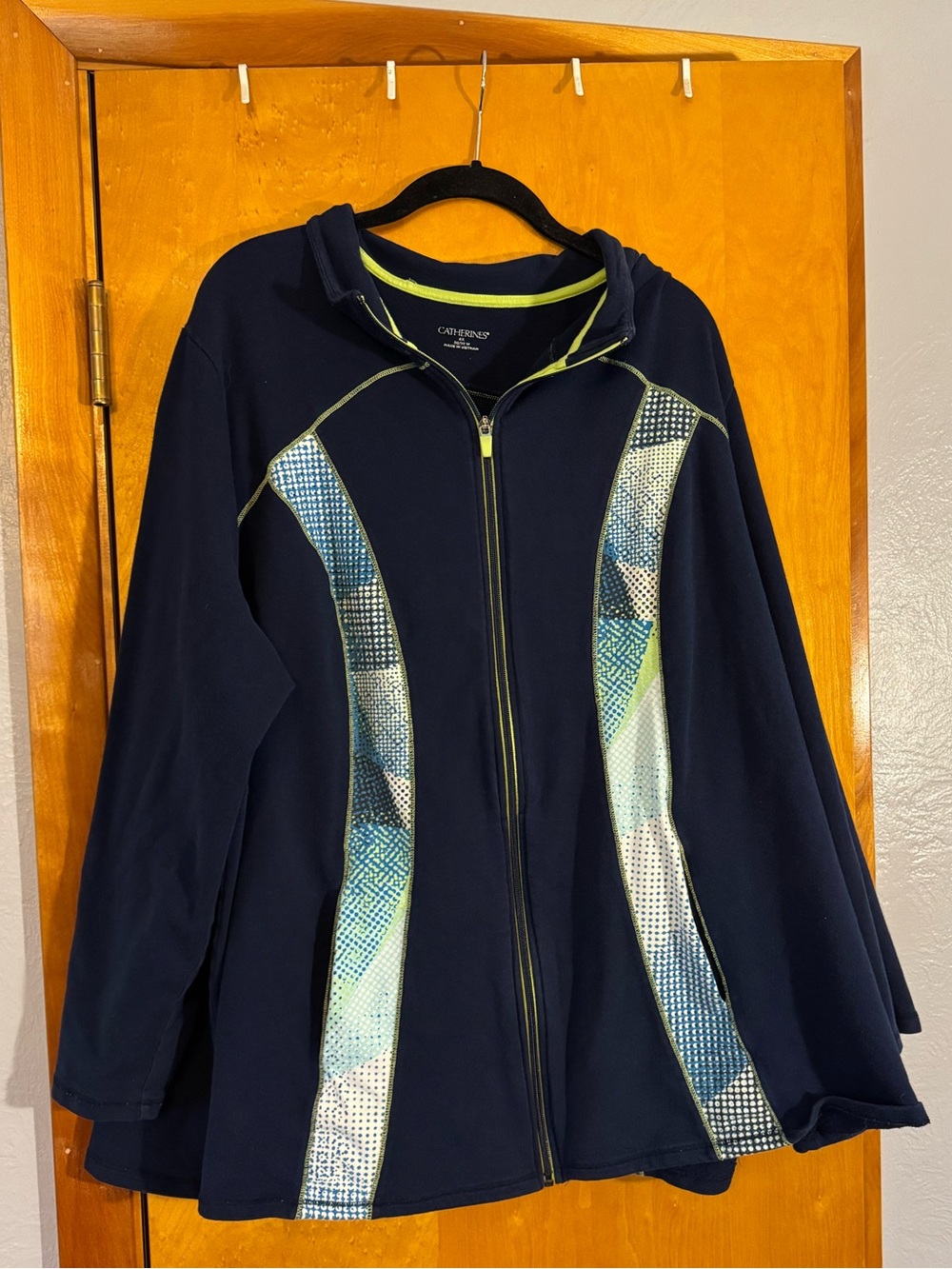 Catherines Navy Jacket with Lime-Green Trim